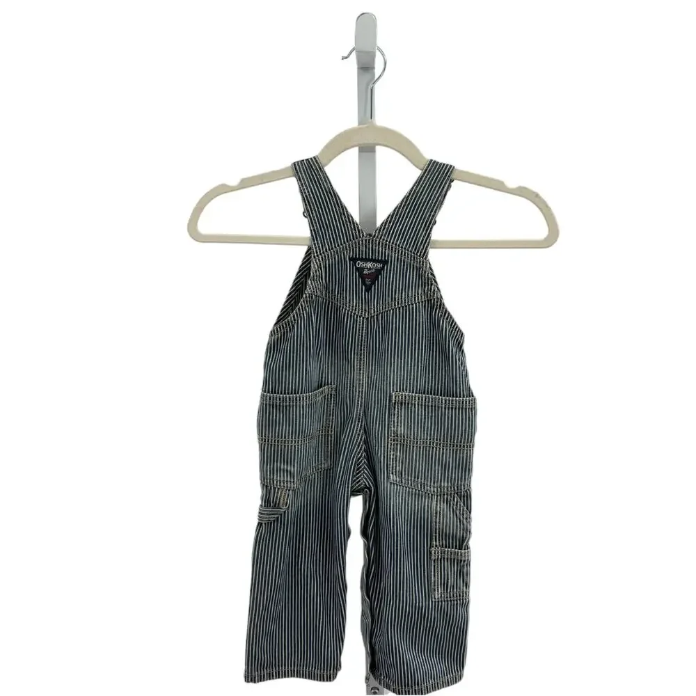 OshKosh B'Gosh Blue Pinstripe Railroad Baby Overalls